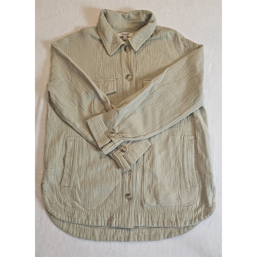 Madewell Waffleback Branner Shirt Jacket Women's S Oversized Relaxed Fit Green